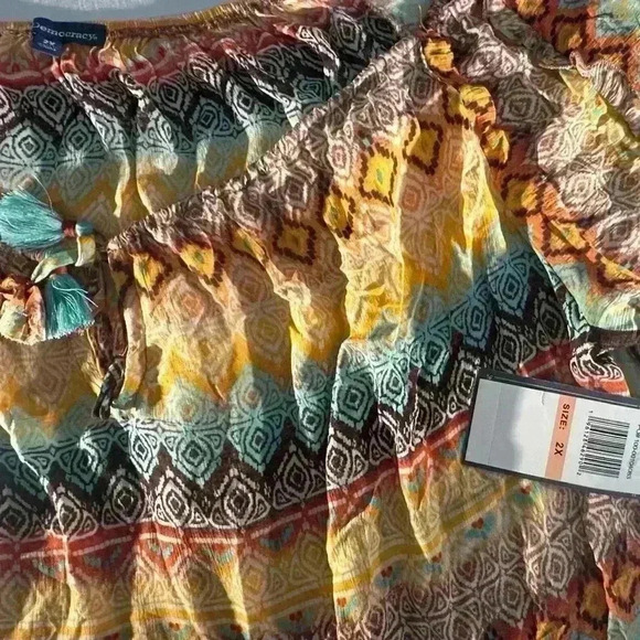 NWT 2X Plus Size Democracy top With Tassle Tie - Picture 9 of 10